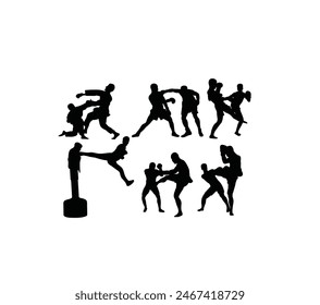  Boxing Silhouettes, art vector design
