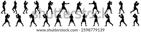 Boxing Silhouettes Demonstrating Various Fighting Stances.
