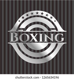 Boxing silvery shiny emblem