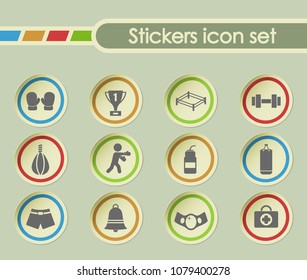 boxing simple vector icons on round stickers