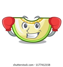 Boxing slice of melon isolated on cartoon