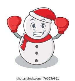 Boxing snowman character cartoon style