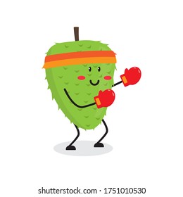 boxing soursop fruit cute character mascot vector design