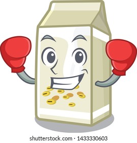Boxing soy milk in a cartoon box