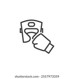 Boxing Sparring Gear line icon. linear style sign for mobile concept and web design. Boxing glove and headgear outline vector icon. Symbol, logo illustration. Vector graphics