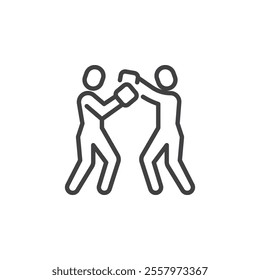 Boxing sparring line icon. linear style sign for mobile concept and web design. Practice boxing with a partner outline vector icon. Symbol, logo illustration. Vector graphics