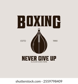 Boxing speed ball logo vector vintage illustration template icon graphic design . Leather pear shape punching bag vintage. sign and symbol