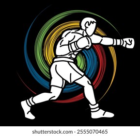 Boxing Sport Boxer Fighting Action Fighter Cartoon Graphic Vector