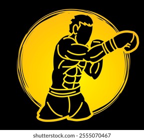 Boxing Sport Boxer Fighting Action Fighter Cartoon Graphic Vector