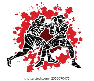 Boxing Sport Boxer Fighting Attack Action Fighter Cartoon Graphic Vector