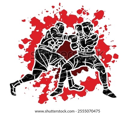 Boxing Sport Boxer Fighting Attack Action Fighter Cartoon Graphic Vector