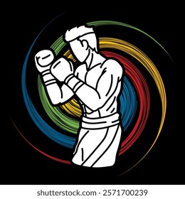 Boxing Sport Boxer Fighting Punching Action Cartoon Graphic Vector