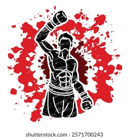 Boxing Sport Boxer Fighting The Winner Action Cartoon Graphic Vector