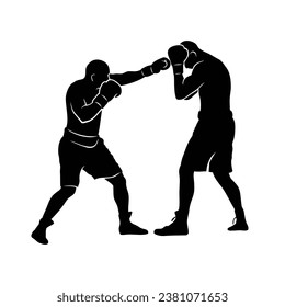 Boxing sport. Boxers fight duel - isolated on a white background - Vector illustration