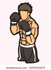 Boxing Sport Fighter Action  Kickboxing Muay Thai Cartoon Graphic Vector