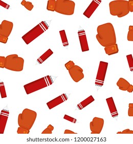 boxing sport gloves and pushbag pattern
