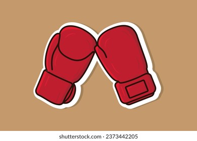 Dibujo vectorial de Boxing Sport Glove Sticker. Concepto de icono de objeto Sport Boxing. Guantes de boxeo diseño vectorial de pegatinas de visión frontal y trasera con sombra. Bóxer deportivo para entrenamiento de punzonaje.