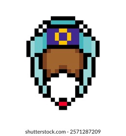 Boxing sport head protector in pixel art style