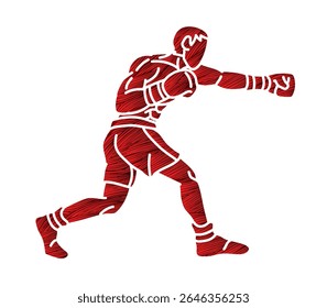 Boxing Sport Kickboxing Action Cartoon Graphic Vector