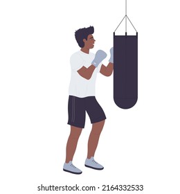 Boxing sport leisure activity. Fitness training, healthy and active lifestyle vector illustration