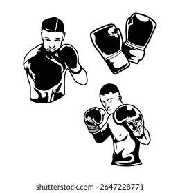 boxing sport line art vector