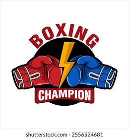 Boxing sport logo emblem badge vector illustration silhouette design template boxing club champion winner
academy competition training glove fight icon