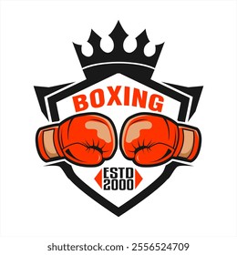 Boxing sport logo emblem badge vector illustration silhouette design template boxing club champion winner
academy competition training glove fight icon