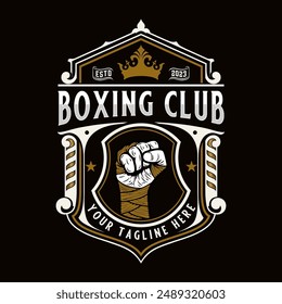 logo de boxing sport. con adornos de estilo vintage. perfecto para el deporte de boxeo