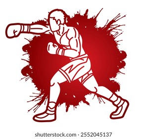 Boxe esporte masculino Boxer luta perfuração ação Cartoon gráfico vetor