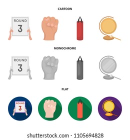 Boxing, sport, round, hand. Boxing set collection icons in cartoon,flat,monochrome style vector symbol stock illustration web.