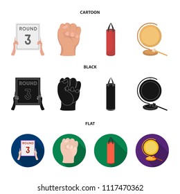 Boxing, sport, round, hand. Boxing set collection icons in cartoon,black,flat style vector symbol stock illustration web.