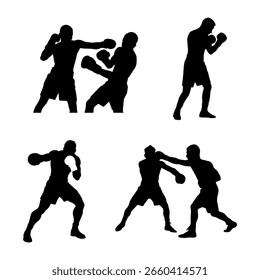 Boxeo deportivo conjunto de colección. Imagen de Vector