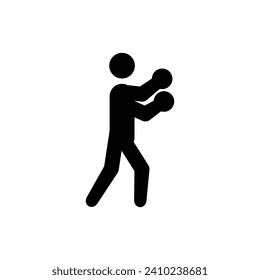 Boxing sport silhouette vector illustration in trendy style