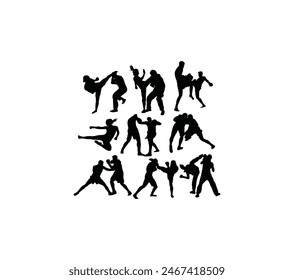Boxing Sport Silhouettes, art vector design
