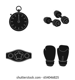 Boxing, sport, stopwatch, watch Boxing set collection icons in black style vector symbol stock illustration web.