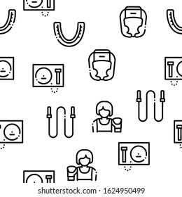 Boxing Sport Tool Seamless Pattern Vector Thin Line. Illustrations