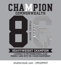 Boxing sport typography, t-shirt graphics, vectors