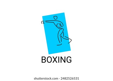 Boxing sport vector line icon. sportsman, practice boxing stance. sport pictogram illustration.