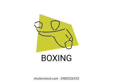 Boxing sport vector line icon. sportsman, practice boxing stance. sport pictogram illustration.