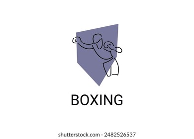 Boxing sport vector line icon. sportsman, practice boxing stance. sport pictogram illustration.