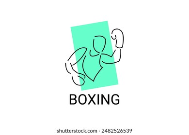 Boxing sport vector line icon. sportsman, practice boxing stance. sport pictogram illustration.