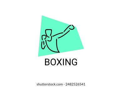 Boxing sport vector line icon. sportsman, practice boxing stance. sport pictogram illustration.