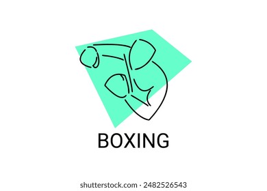 Boxing sport vector line icon. sportsman, practice boxing stance. sport pictogram illustration.