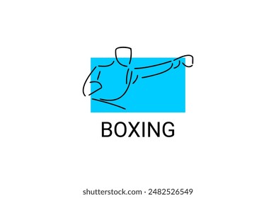 Boxing sport vector line icon. sportsman, practice boxing stance. sport pictogram illustration.