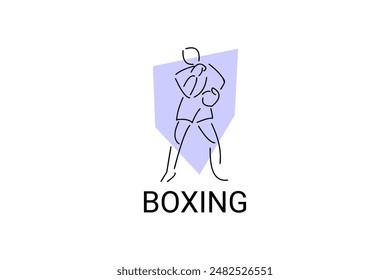 Boxing sport vector line icon. sportsman, practice boxing stance. sport pictogram illustration.