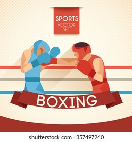 Boxing : Sports Flat design  : Vector Illustration