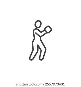 Boxing Stance line icon. linear style sign for mobile concept and web design. Standing boxer outline vector icon. Symbol, logo illustration. Vector graphics
