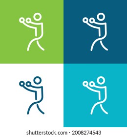 Boxing Stick Man Flat vier Farbe minimale Icon Set