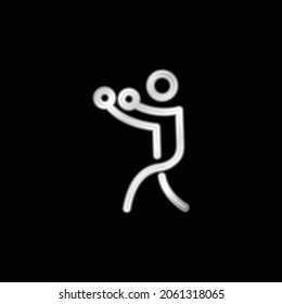 Boxing Stick Man silver plated metallic icon