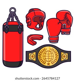 boxing sticker set cartoon sticker illustration